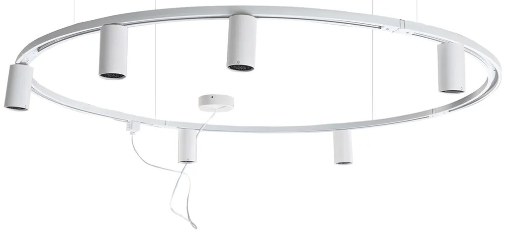 Moderný závesný koľajnicový systém svietidiel so 6 reflektormi biely 1-fázový GU10 50 mm - Iconic Ruby Honey