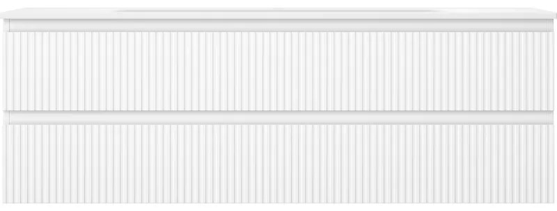 Mexen Rivel, kúpeľňová skrinka 140 cm s umývadlom Vela, 2 zásuvky, drážkovaná, biela matná, 91A20-14047-2-BFF01-W23M01