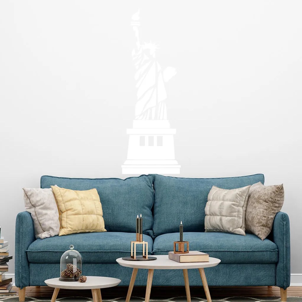 Veselá Stena Samolepka Socha slobody Farba: bílá, Veľkosť: 80 x 30 cm