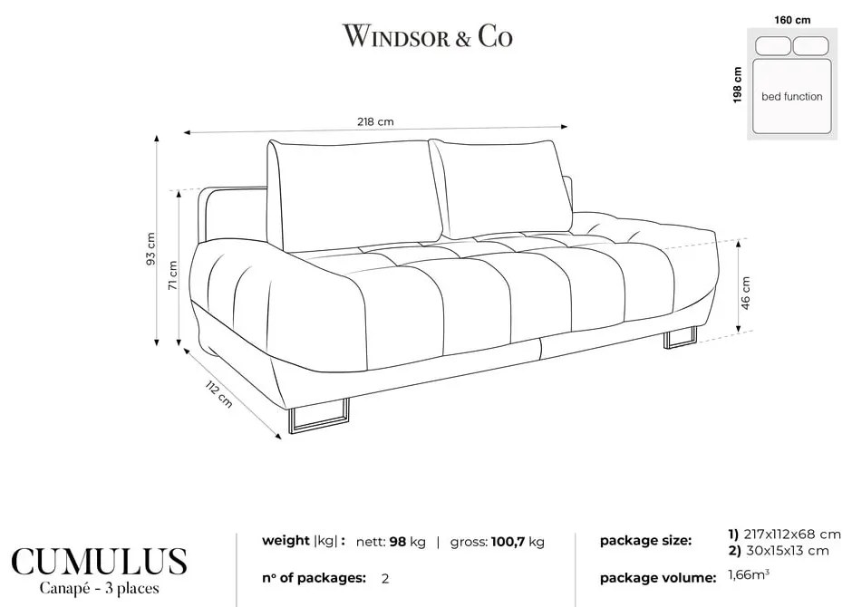 Zelená trojmiestna rozkladacia pohovka Windsor & Co Sofas Cumulus