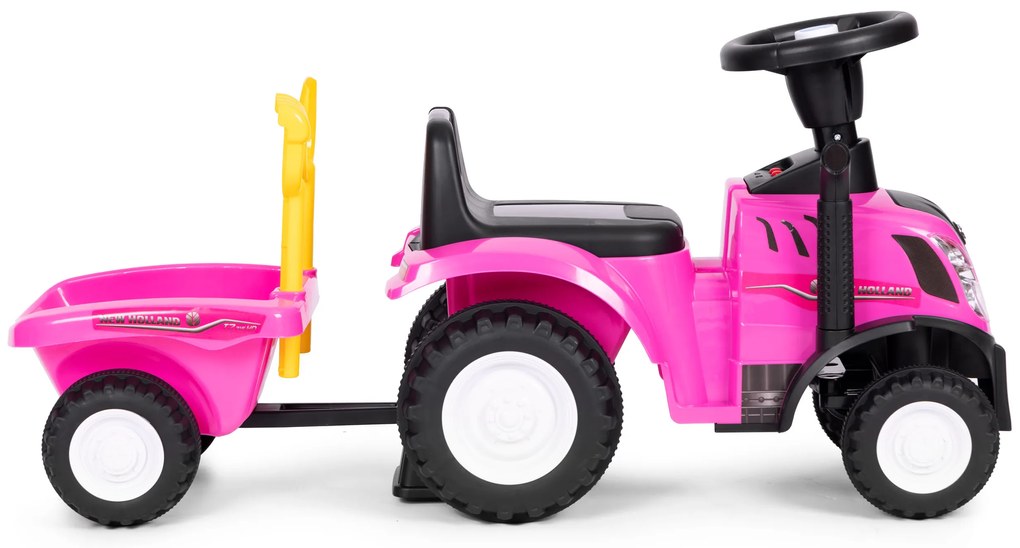 Traktor s prívesom, interaktívne zvuky volantu pre deti, ružová