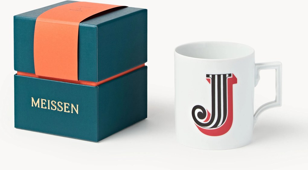 Westwing x MEISSEN, Ručne vyrobený hrnček's ozdobným motívom Initials