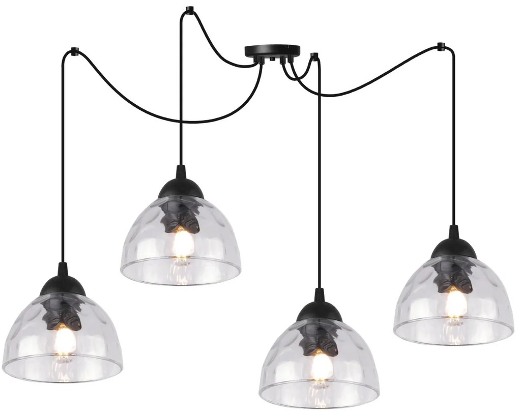 Závesné svietidlo Venice Spider, 4x číre sklenené tienidlo