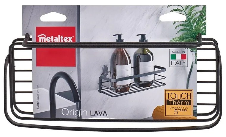 Čierna kúpeľňová polička Metaltex Origin Lava