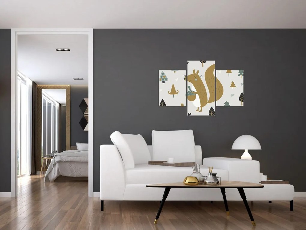 Obraz - Veverička s orieškom (90x60 cm)