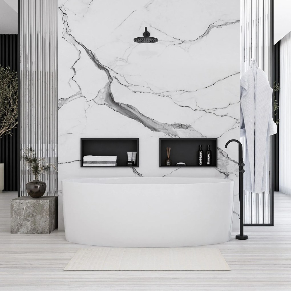 Rea Rea, oceľová kúpeľňová polička 45x30 cm, čierna matná, REA-05604