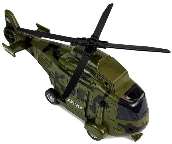 LEAN TOYS Helikoptéra 1:16 na batérie s hákom - vojenská, zelená