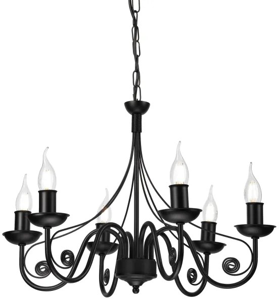 Luster na reťazi DONATO 6xE14/40W/230V čierna