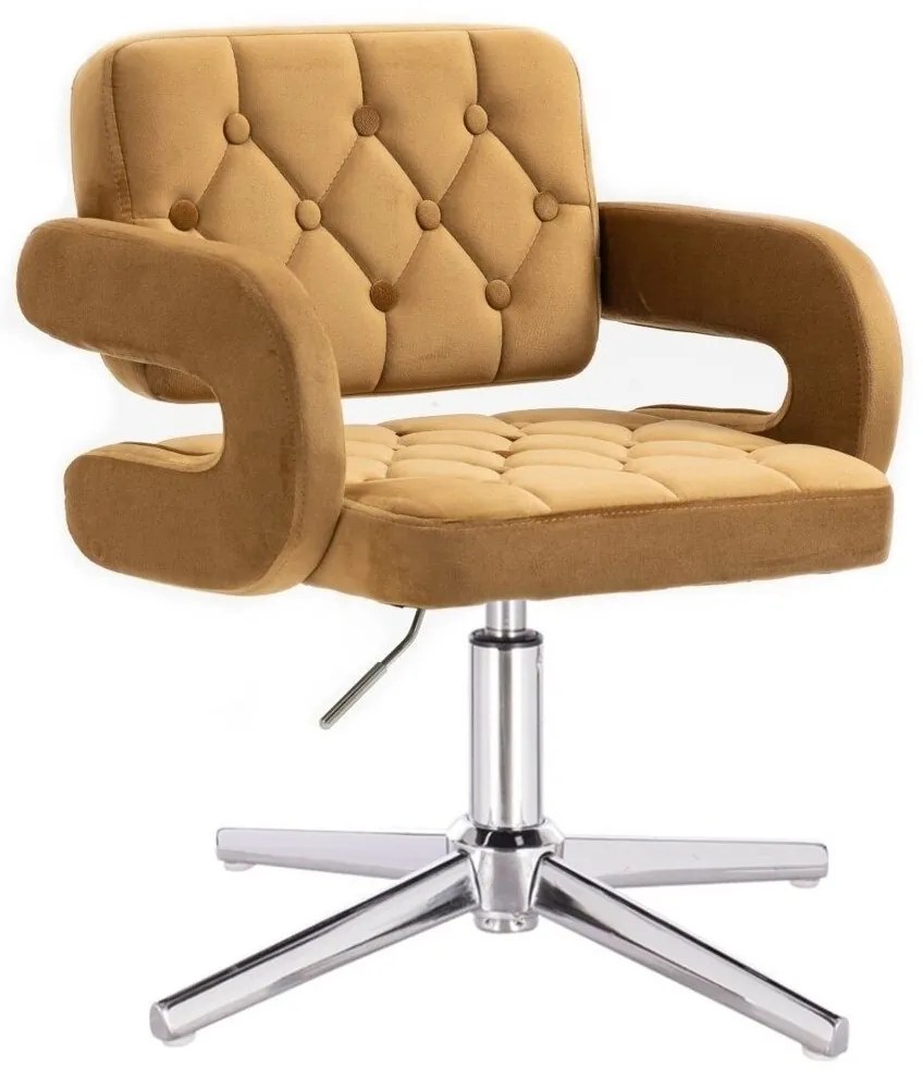 LuxuryForm DESIGN Stolička ADRIA VELUR na striebornom kríži - medová