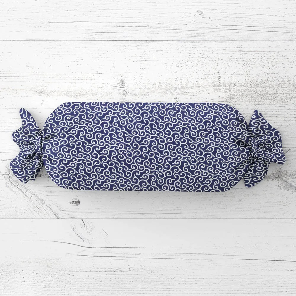 Biante Vankúš valec bonbon Sandra SA-257 Ornamenty na tmavo modrom 15x100 cm