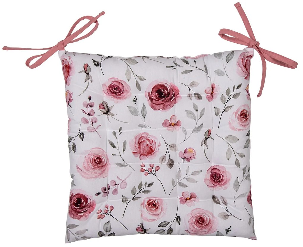 Bavlnený podsedák s ružami Rustic Rose - 40*40*4 cm