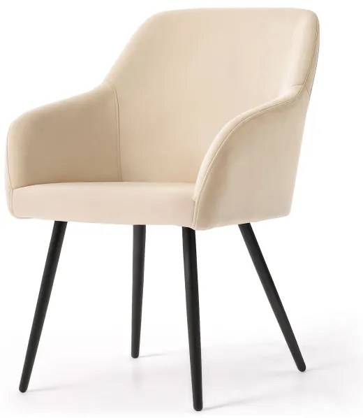Sada dvoch jedálenských stoličiek ESTELLE zamatové, béžové / čierne nohy (2 ks)