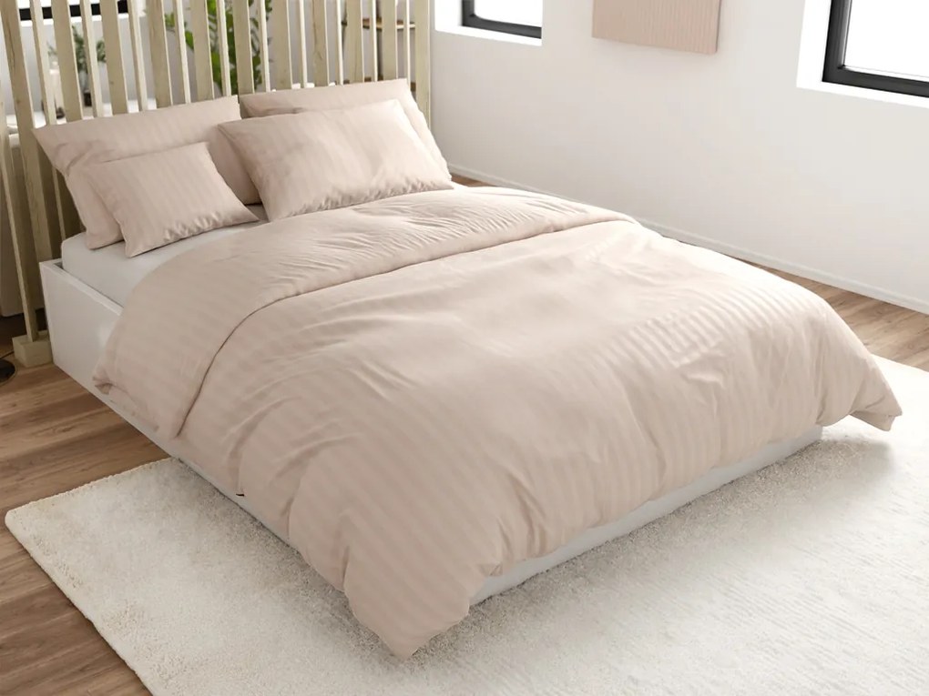 Hotelové obliečky z mikrovlákna JASMINE šampanské - prúžok 2 cm, hotelové vrecko Rozmer obliečky: 70 x 90 cm | 140 x 200 cm