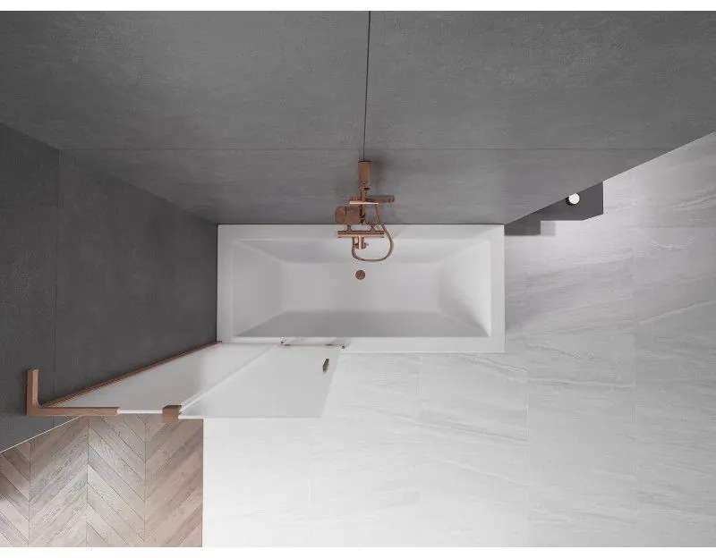 Mexen Velar L, 2-krídlová posuvná vaňová zástena 80 x 150 cm, 8mm sklo námraza, medená matná, 896-080-003-31-65