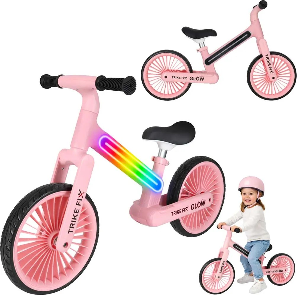 KIK Trike Fix Glow LED detské odrážadlo, ružové, 12″