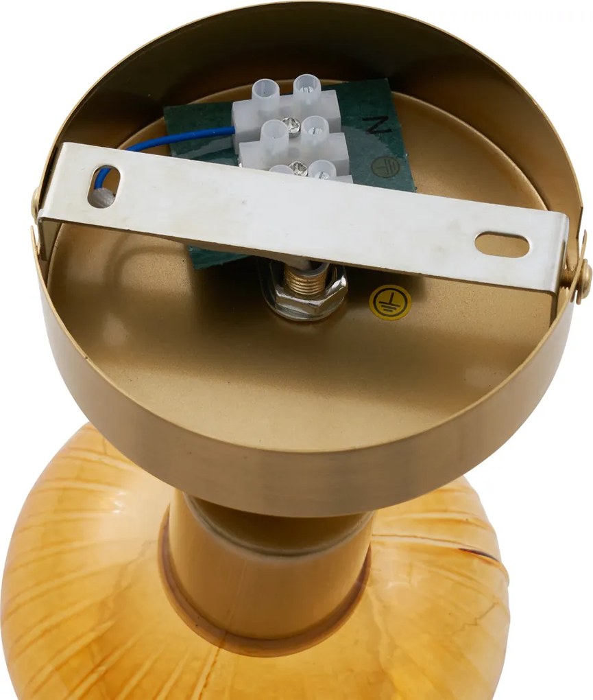 Moderné stropné bodové svetlo zlaté s okrúhlym jantárovým sklom - Teddy