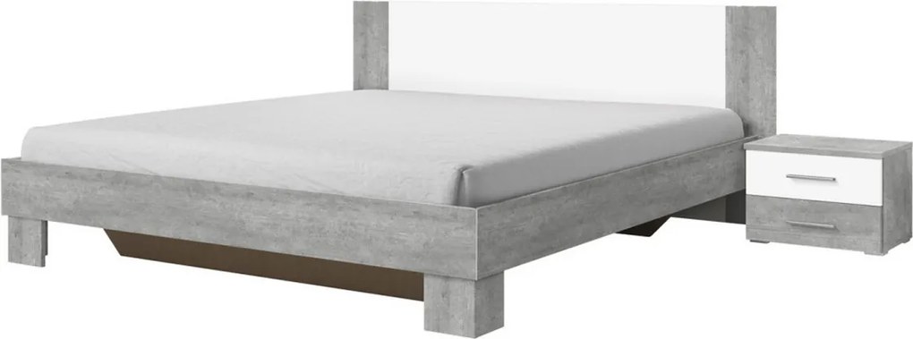 Expedo ERA - Posteľ 160x200 cm + 2 noční stolky (51), beton Colorado/biala