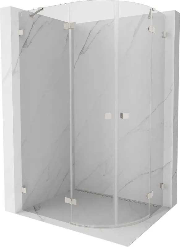 Mexen Lunar, polkruhový sprchový kút naklápací doľava 100 x 80 cm, 8mm číre sklo, oceľový profil, 833-100L-080P-97-00