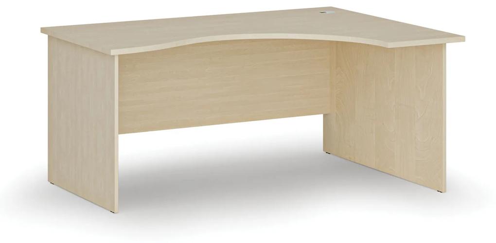 Ergonomický kancelársky pracovný stôl PRIMO WOOD, 1600 x 1200 mm, pravý, breza
