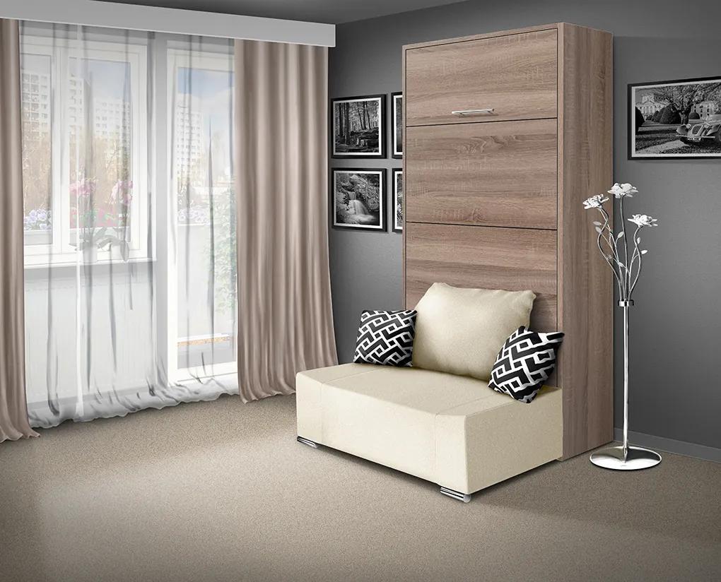 Nabytekmorava Sklápacia posteľ s pohovkou VS 21058P 200x90 farba pohovky: Sivá, Typ farebného prevedenia: Antracit / dvere biele LESK