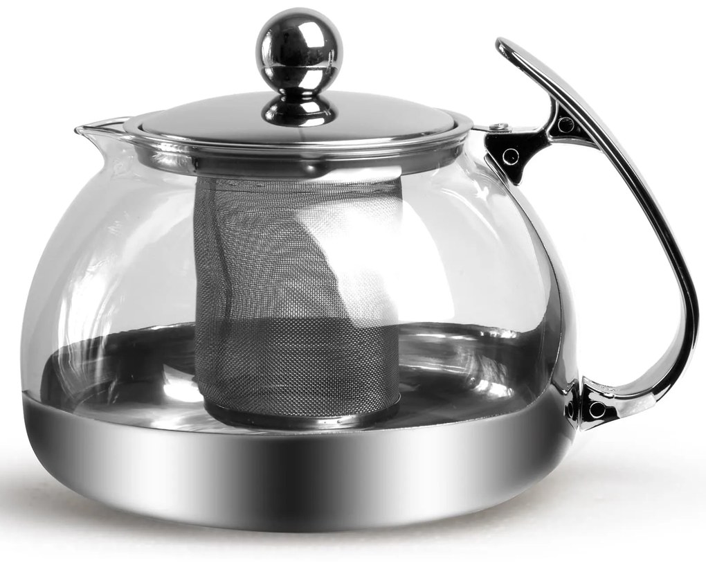 Monzana Čajník so sitkom TEA 1,2L+4 šálky, priesvitná, strieborná