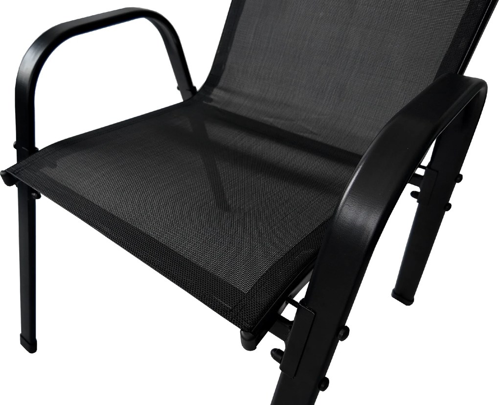 TRENDIE Záhradné stoličky sada 6ks čierne