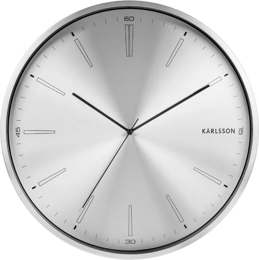 Sivé kovové hodiny Karlsson Distinct, ø 40 cm