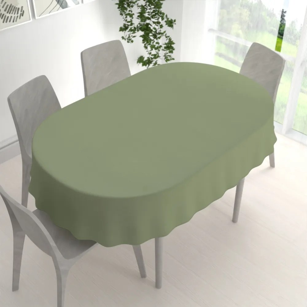 Biante Dekoračný oválny obrus BKU-118 Sivozelený 100x140 cm