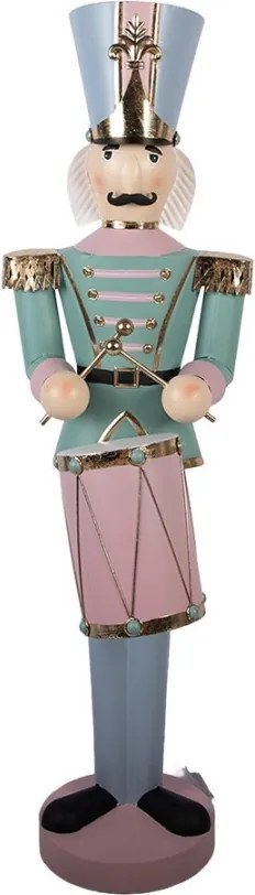 Kovová dekorácia Luskáčik Nutcracker s bubienkom - 37*40*129 cm
