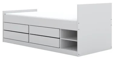 Detská posteľ Leon 200x90 cm s matracom a zásuvkami biela