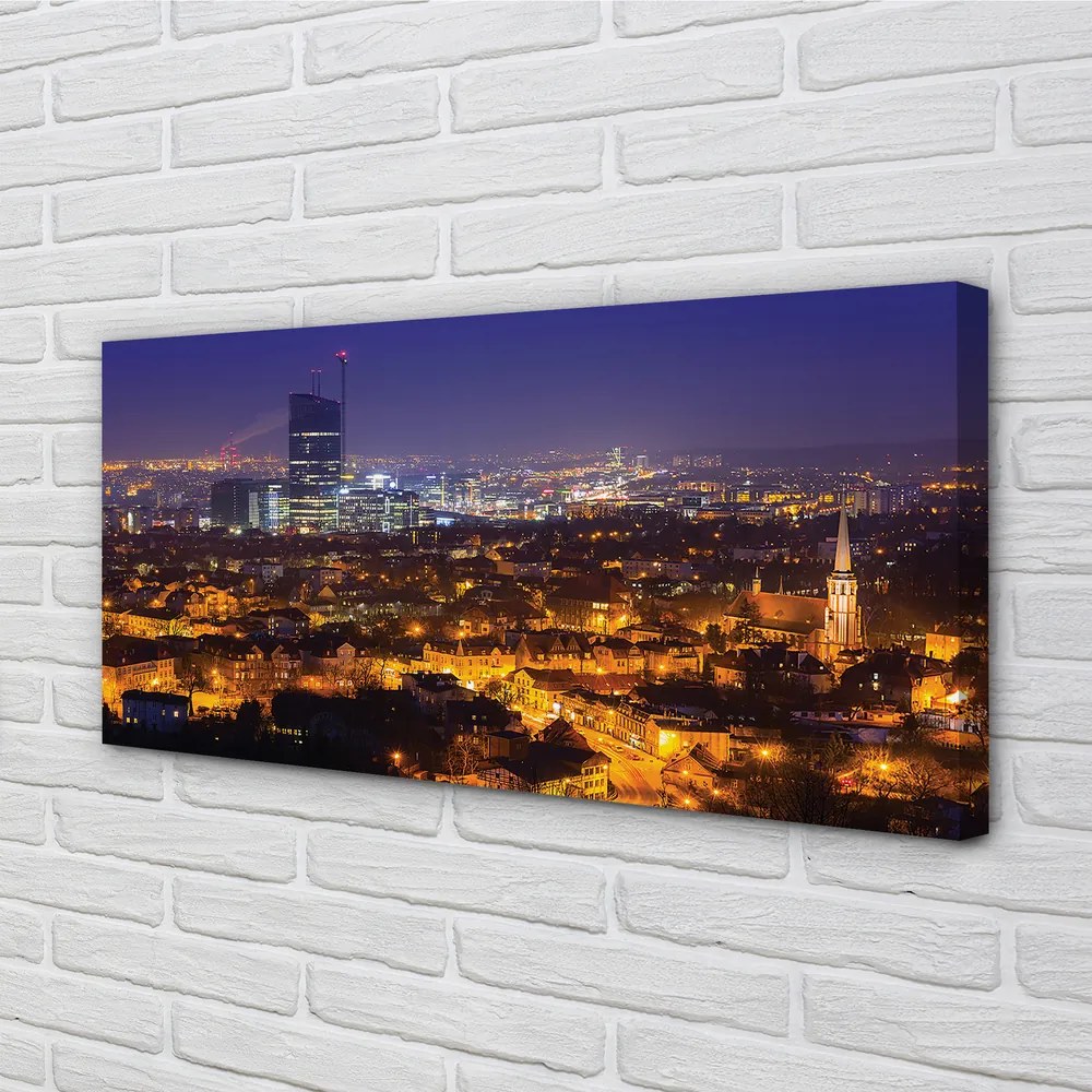 Obraz na plátne Gdańsk Mesto nočné panorama 125x50 cm
