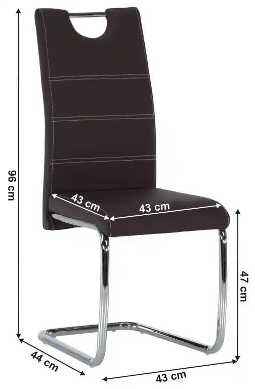 Kondela Jedálenská stolička ABIRA NEW, ekokoža hnedá/chróm | BIANO