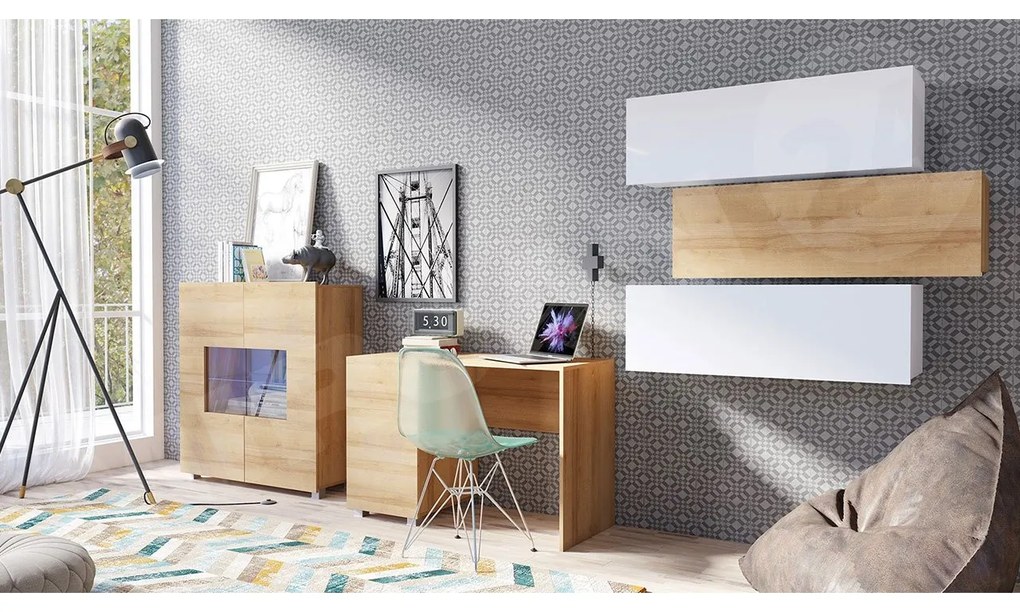 Nábytok Bralani XV, Farby: dub zlatá, Osvetlenie: bez osvetlenia