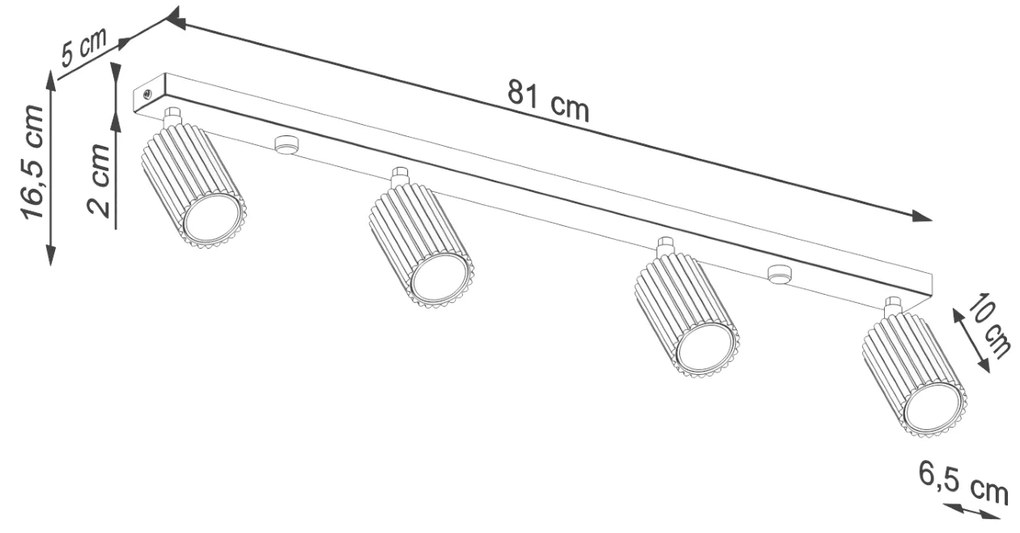 Bodové svietidlo Karbon, 4x biele kovové tienidlo, (možnosť polohovania)