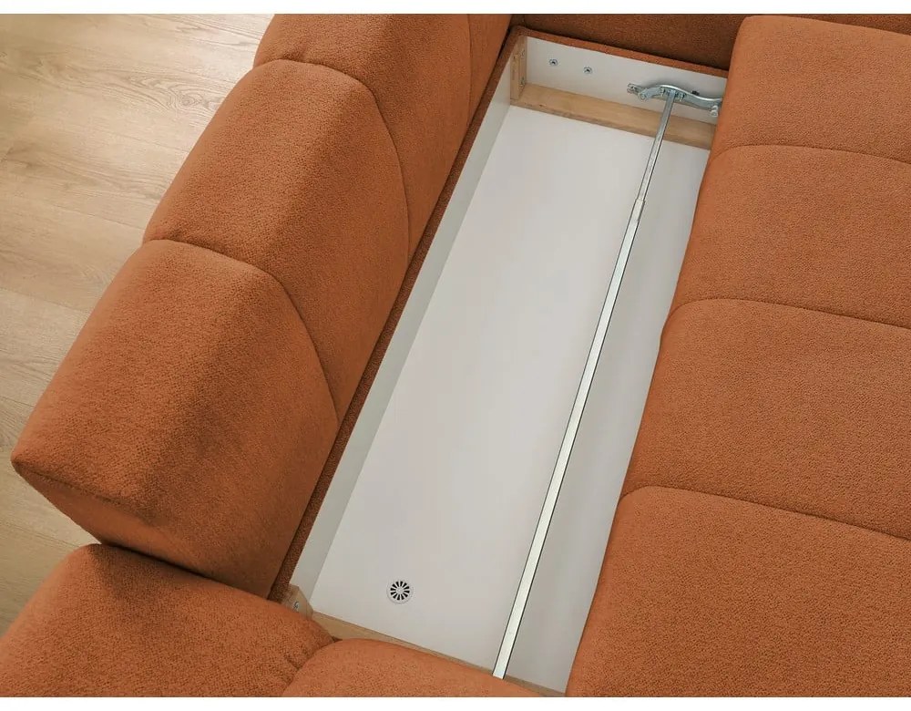 Terakotová ženilková rozkladacia/s úložným priestorom rohová pohovka (pravý roh/s leňoškou) Everest – Bobochic Paris