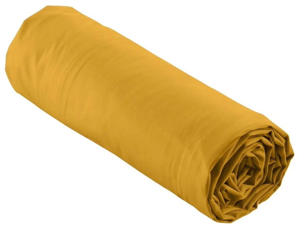 Žltá napínacia plachta z bavlneného perkálu 180x200 cm Percaline – douceur d'intérieur
