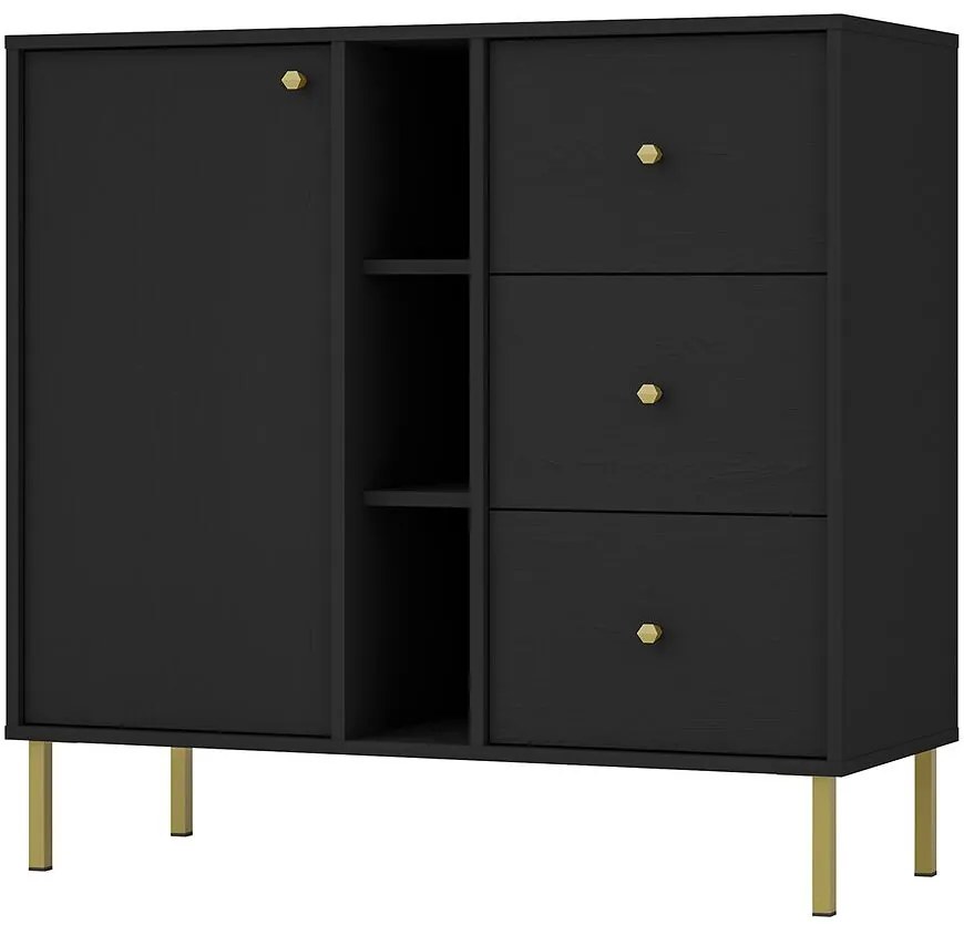 Komoda Tokyo 2  1F 3S čierny grafit 824