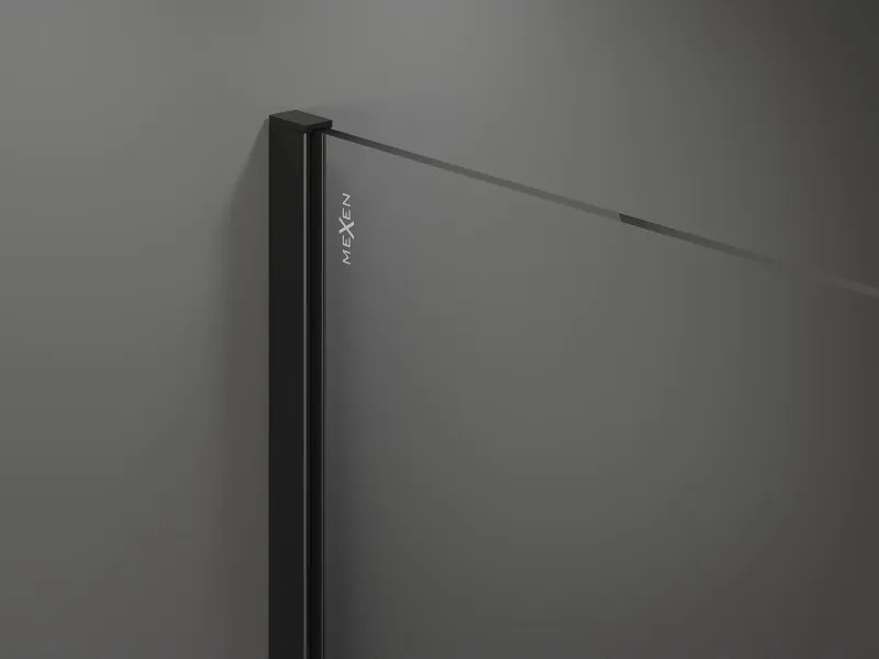 Mexen Kioto, sprchová zásteny typ Walk-In 65 x 200 cm, 8mm číre sklo, čierny profil, 800-065-101-70-00