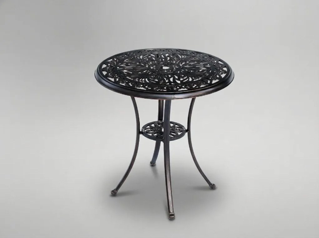 Garden Line Hliníkový stôl „DANBURY“ v antickom bronzovom prevedení, priemer 68 x 70 cm, okrúhly *4041