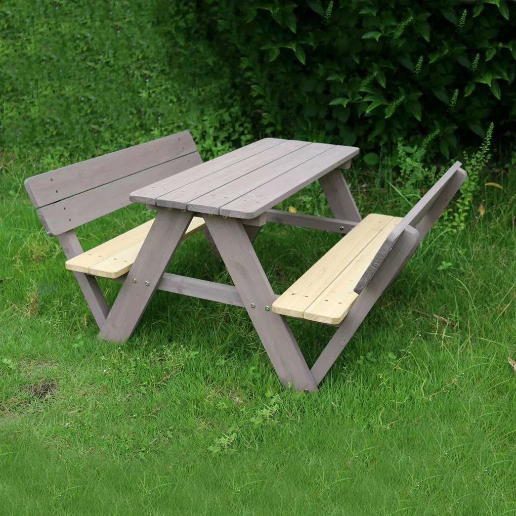 Drevený detský záhradný set Abalo - sivá / prírodná