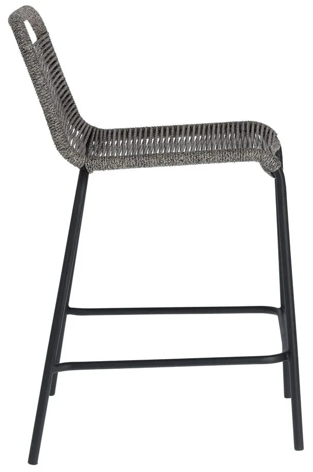 Sivá barová stolička s oceľovou konštrukciou Kave Home Glenville, výška 62 cm