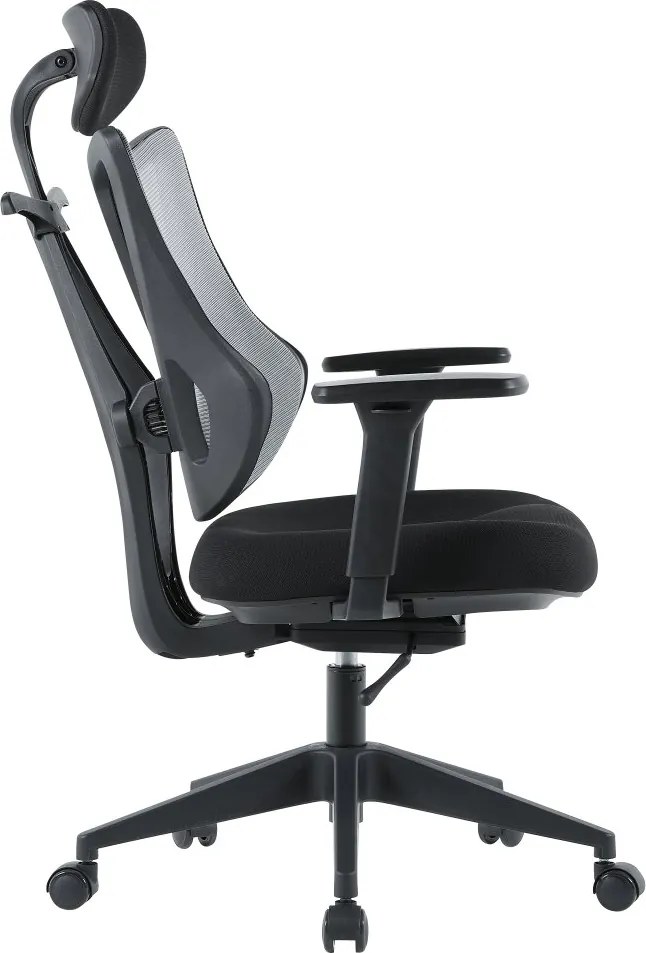 Kancelárska ergonomická stolička MORA — sieť / látka, sivá / čierna