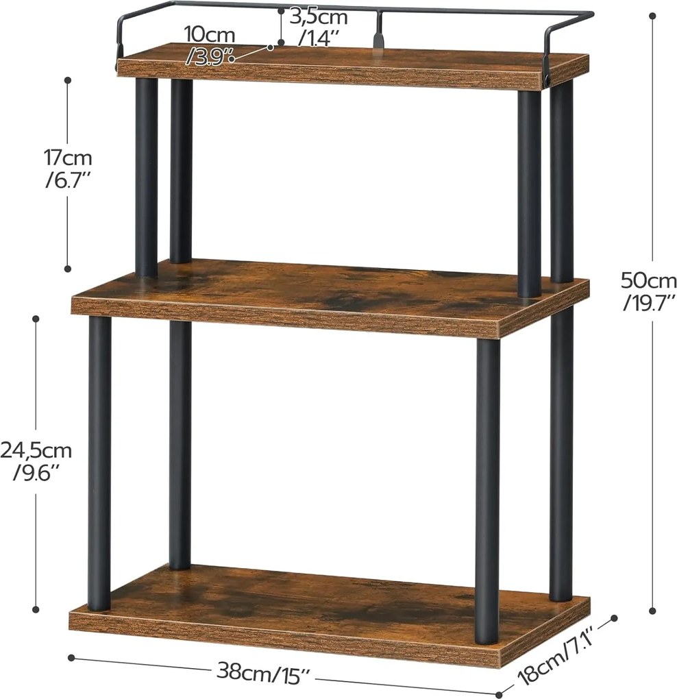 Stolový kuchynský regál Vasagle Felaro 38 cm čierny/hnedý