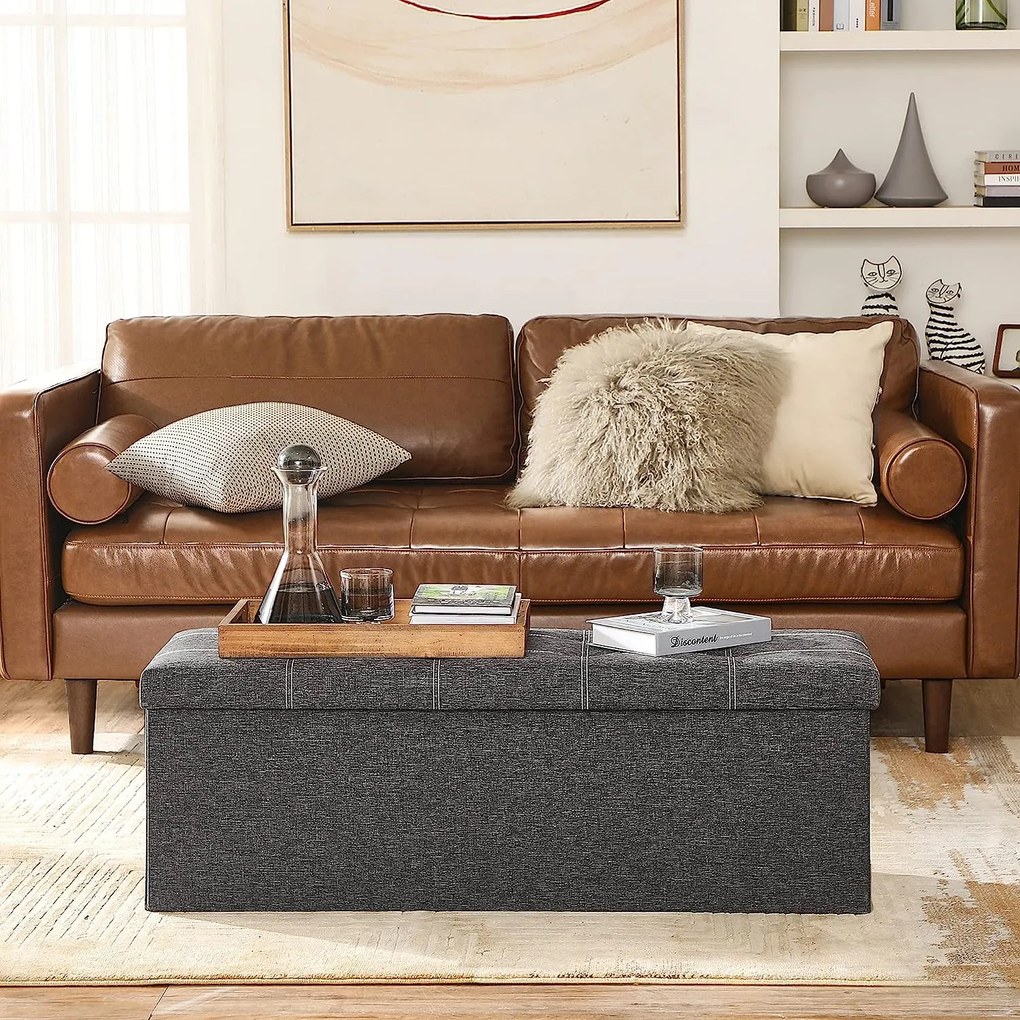 Taburetka, lavica s úložným priestorom, tmavosivá