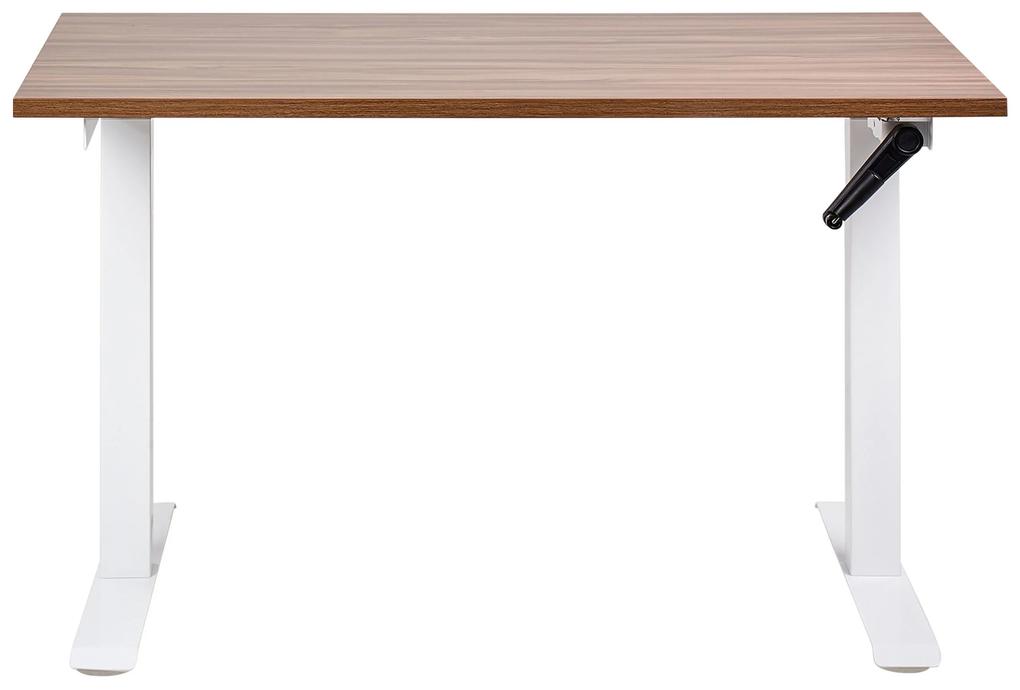 Manuálne nastaviteľný písací stôl 120 x 72 cm tmavé drevo/biela DESTINES Beliani