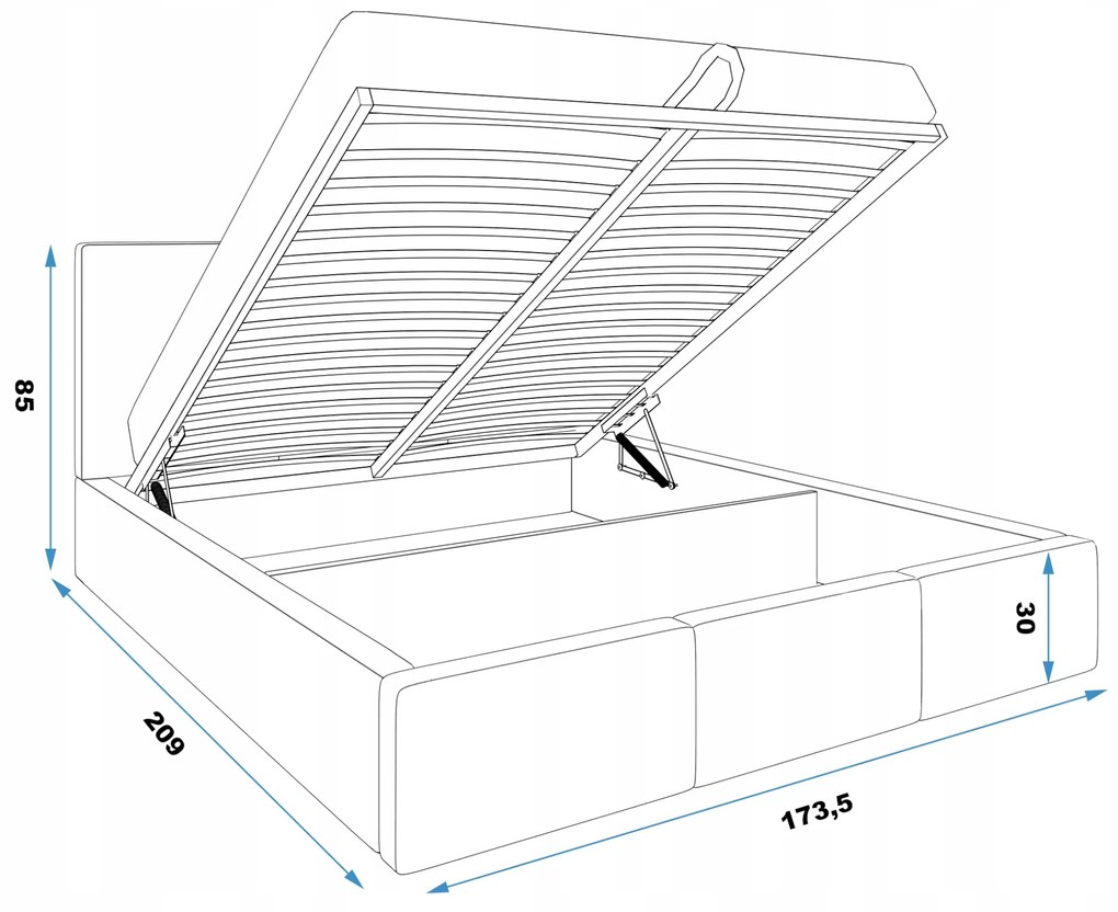 BMS GROUP Čalúnená posteľ HILTON 160x200cm výklopná sivá