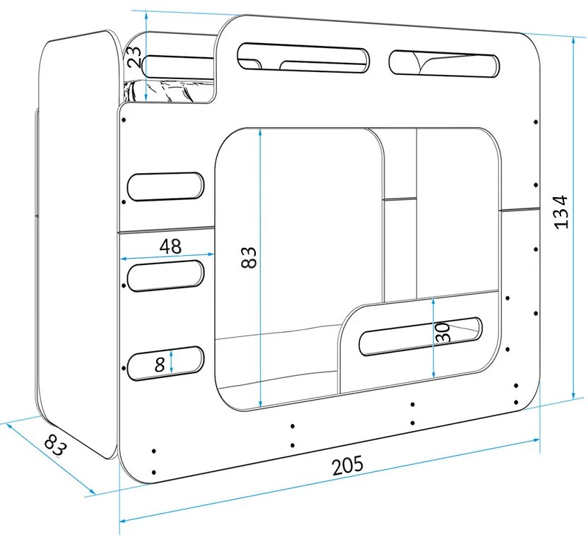 Poschodová posteľ MAX 2 200x80 - biela