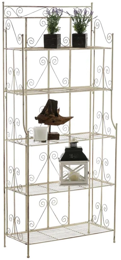 Kovová polica regál Caria - Krémová antik