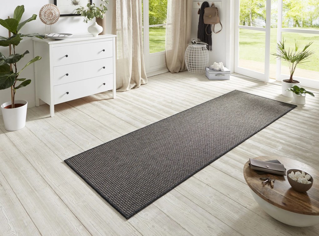 BT Carpet - Hanse Home koberce Behúň Nature 104274 Grey – na von aj na doma - 80x450 cm