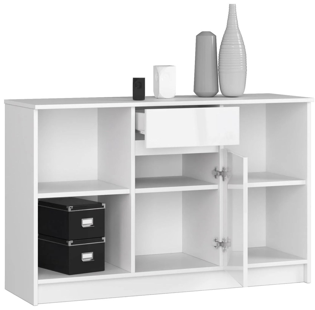 Komoda Briar (biela + lesk biely). Akcia -20%. Vlastná spoľahlivá doprava až k Vám domov. 1128584